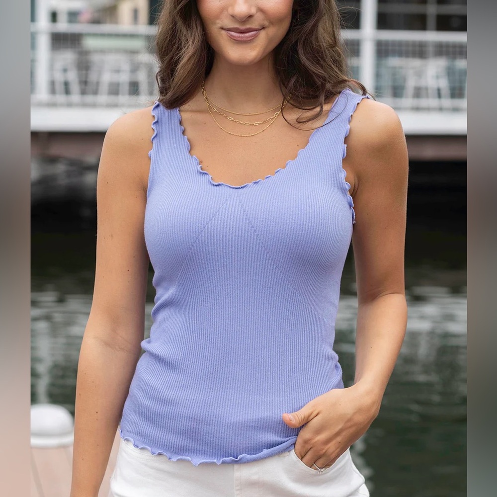Grace & Lace ribbed ruffle hem brami tank top